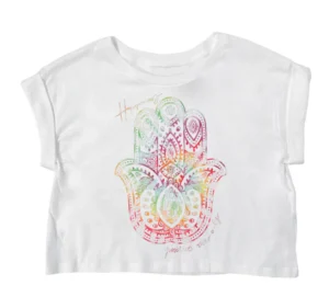 Crop T-Shirt Donna Black Organic Bio Cotton - Mano di Fatima
