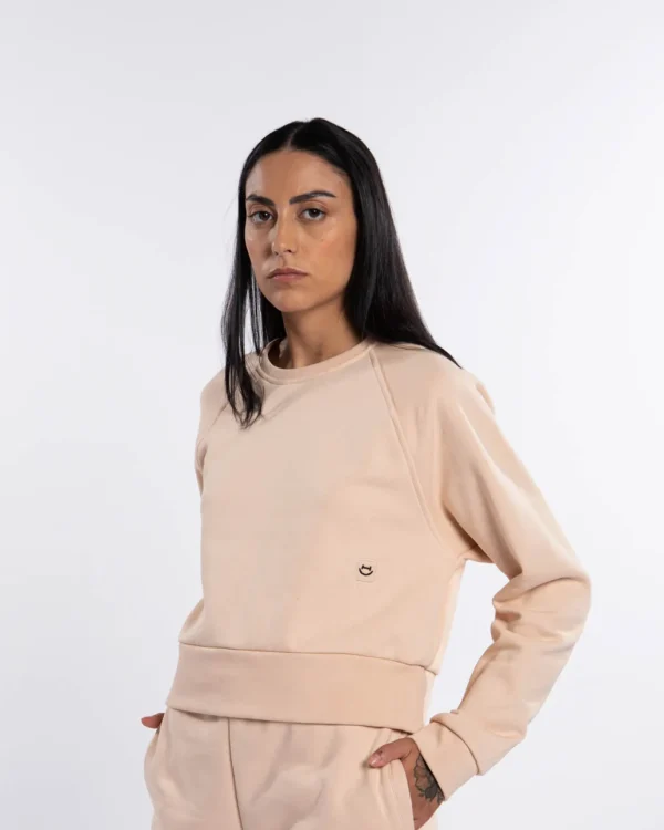 Felpa Crop Donna in cotone felpato Basic