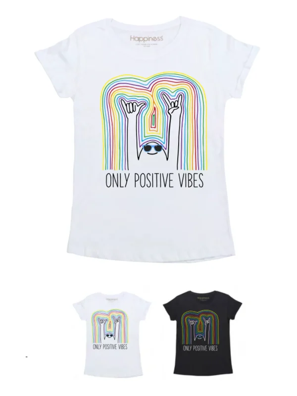 T-Shirt Bimba - Only Positive Rainbow Vibes