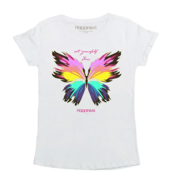 T-Shirt Bimba - Rainbow Butterfly