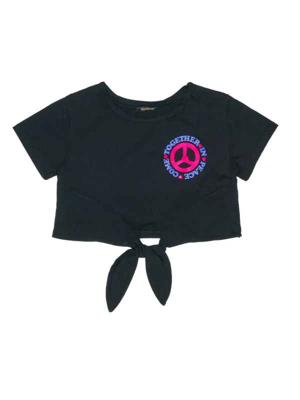 T-shirt Crop Nodo Donna - Peace Logo