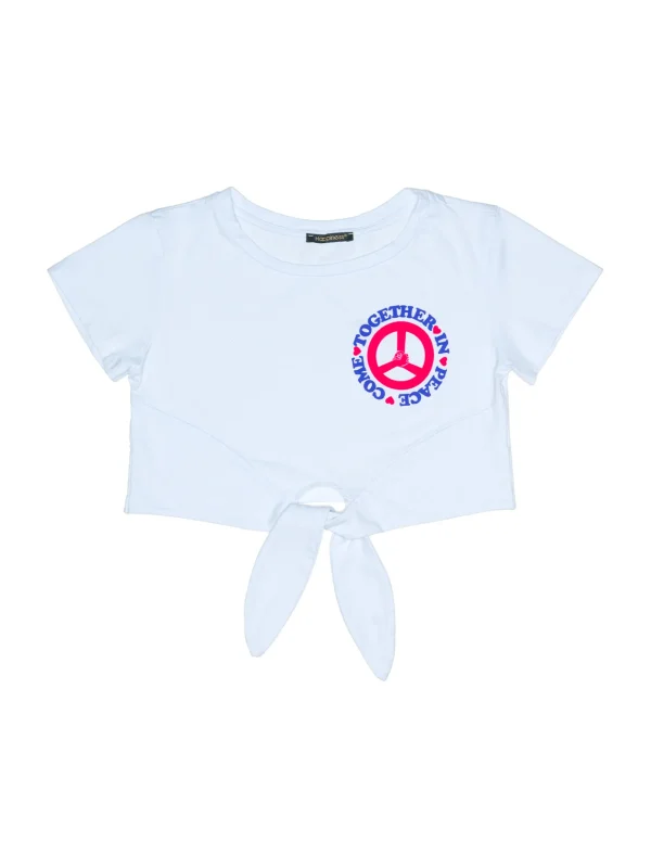 T-shirt Crop Nodo Donna - Peace Logo