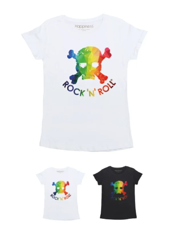 T-Shirt Donna - Rock'N Roll Skull Rainbow