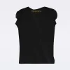 T-shirt Donna Manica Arricciata Fiammata Basic