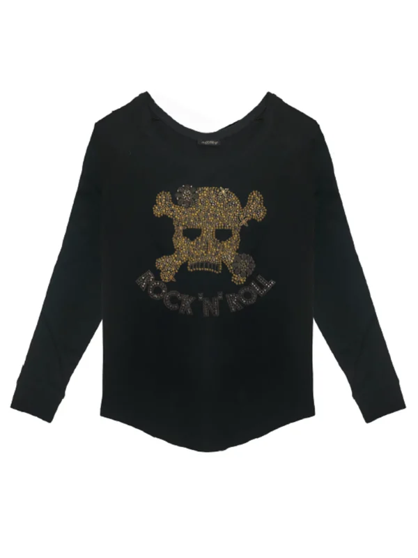 T-Shirt Long Sleeves Bimba - Rnr Skull Strass Flowers