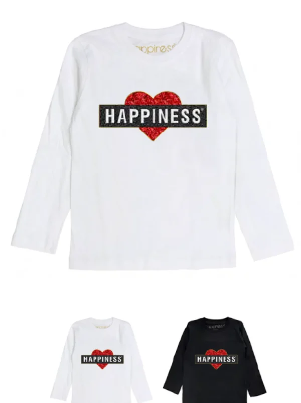 T-Shirt Long Sleeves Bimba - Heart Happiness - Glitter